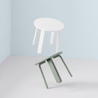 Lollipop Side Tables in green and white lacquer